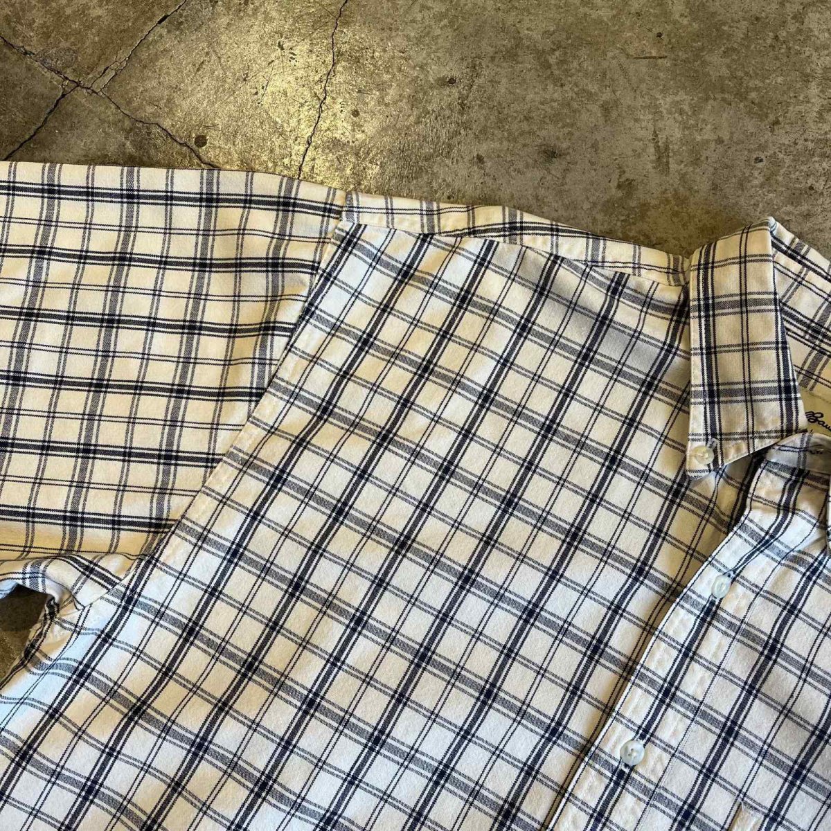 画像8: MADRAS CHECK PATTERN SHORT DESIGN L/S SHIRT / Ladies L(M) (8)