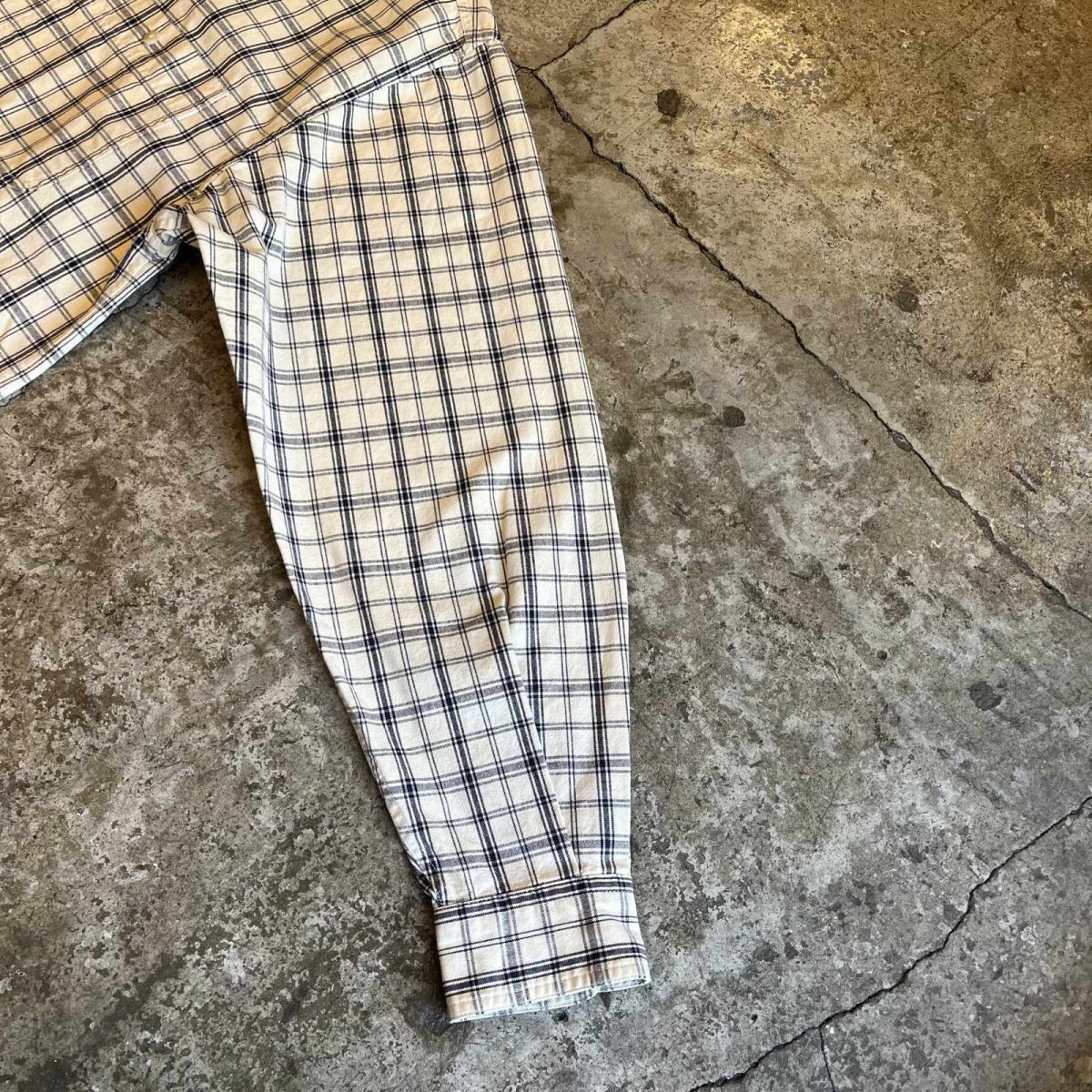 画像6: MADRAS CHECK PATTERN SHORT DESIGN L/S SHIRT / Ladies L(M) (6)