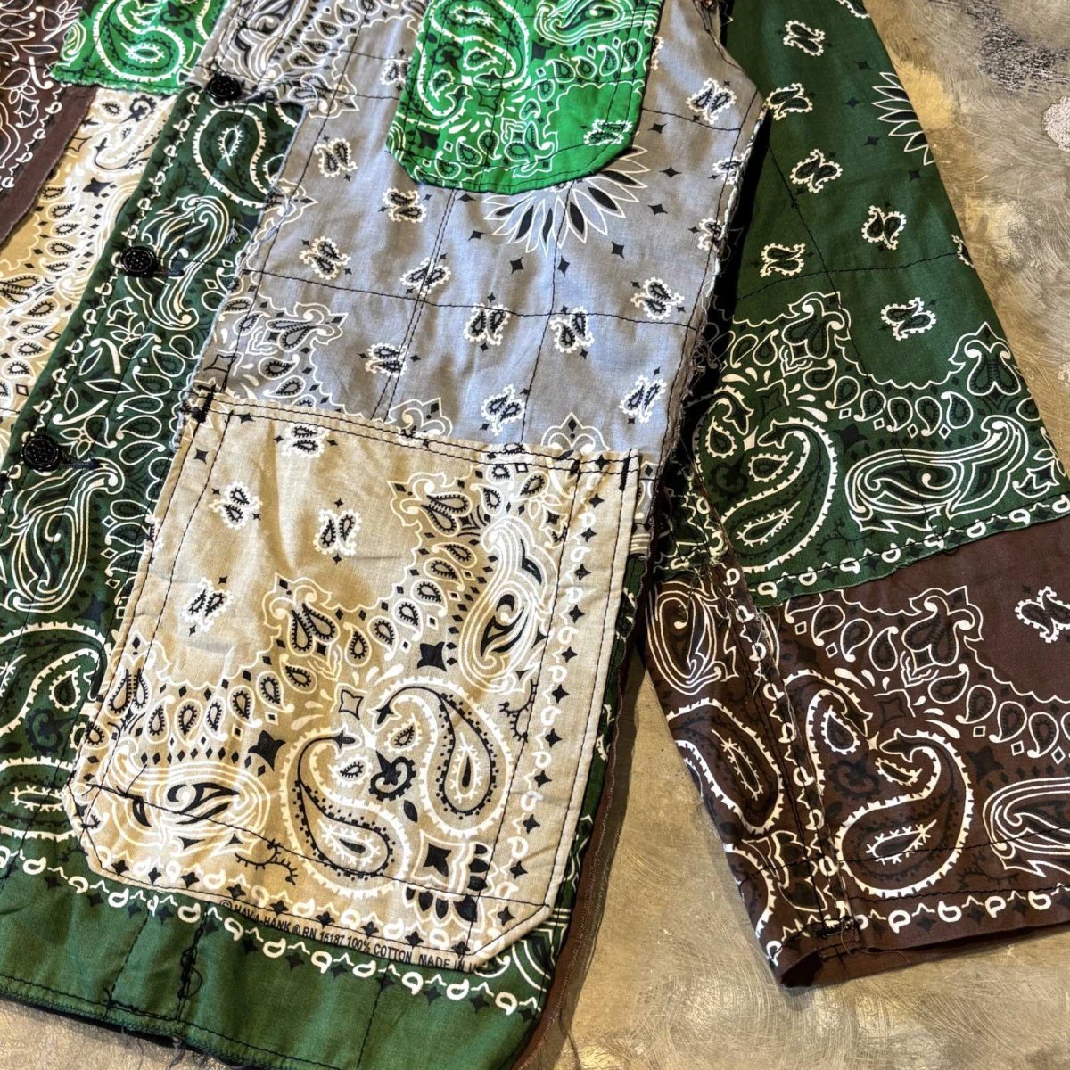 画像6: ALL OVER PAISLEY PATTERN PATCHWORKED SHIRT JACKET / Mens XL (6)