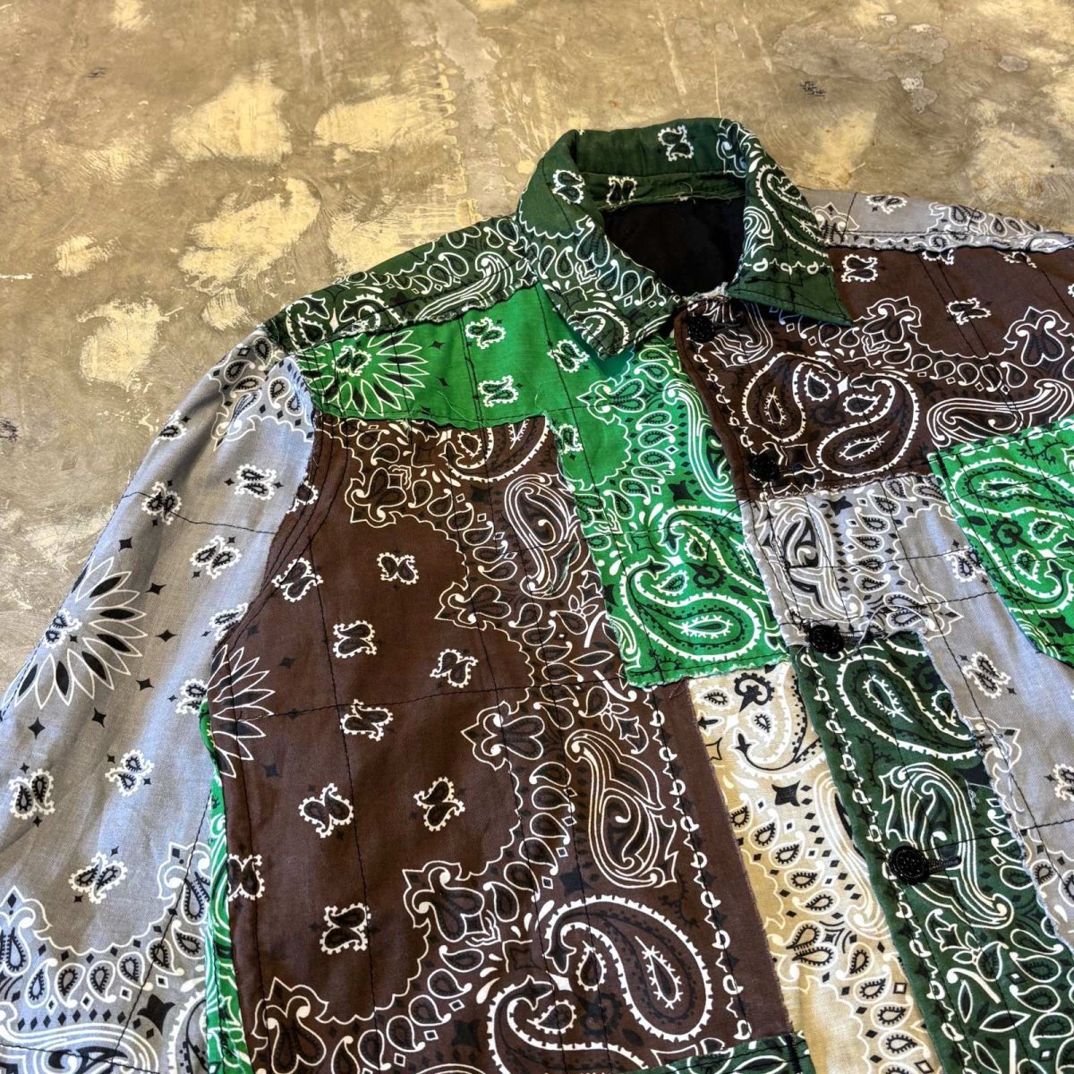 画像3: ALL OVER PAISLEY PATTERN PATCHWORKED SHIRT JACKET / Mens XL (3)