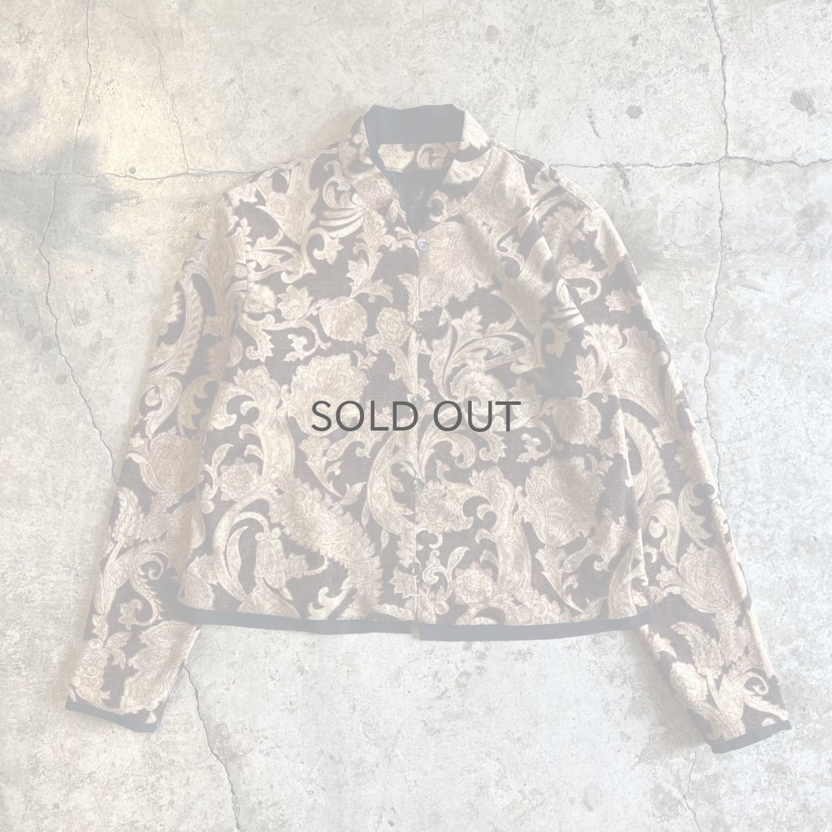 画像1: ALL OVER ART PATTERN SHORT DESIGN VELVET STAND COLLAR JACKET / Ladies M  (1)