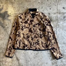 画像1: ALL OVER ART PATTERN SHORT DESIGN VELVET STAND COLLAR JACKET / Ladies M  (1)