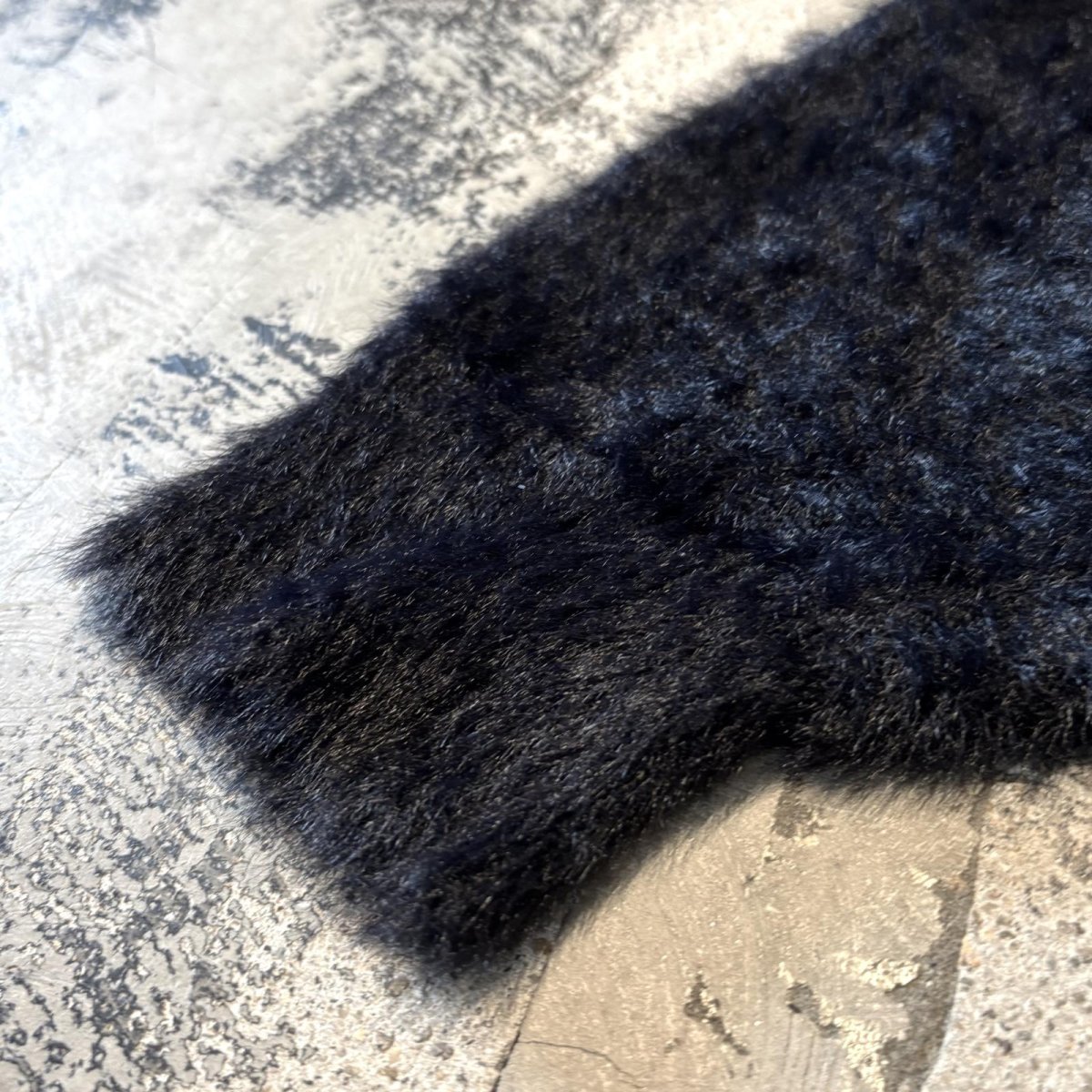 画像7: BLACK COLOR SHAGGY KNIT SWEATER / Mens L (7)