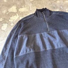 画像3: MATERIAL SWITCHED HALF ZIP KNIT SWEATER / Mens XL (3)