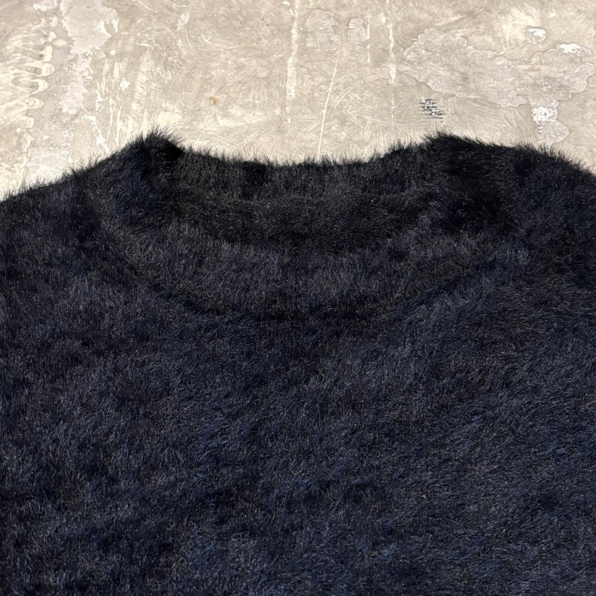 画像10: BLACK COLOR SHAGGY KNIT SWEATER / Mens L (10)