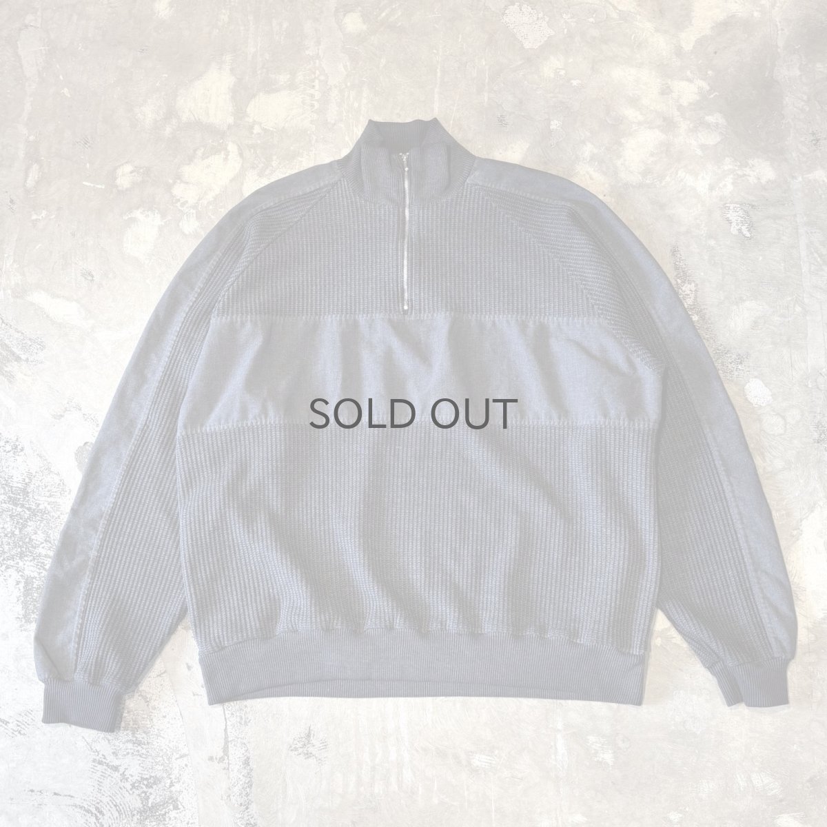 画像1: MATERIAL SWITCHED HALF ZIP KNIT SWEATER / Mens XL (1)