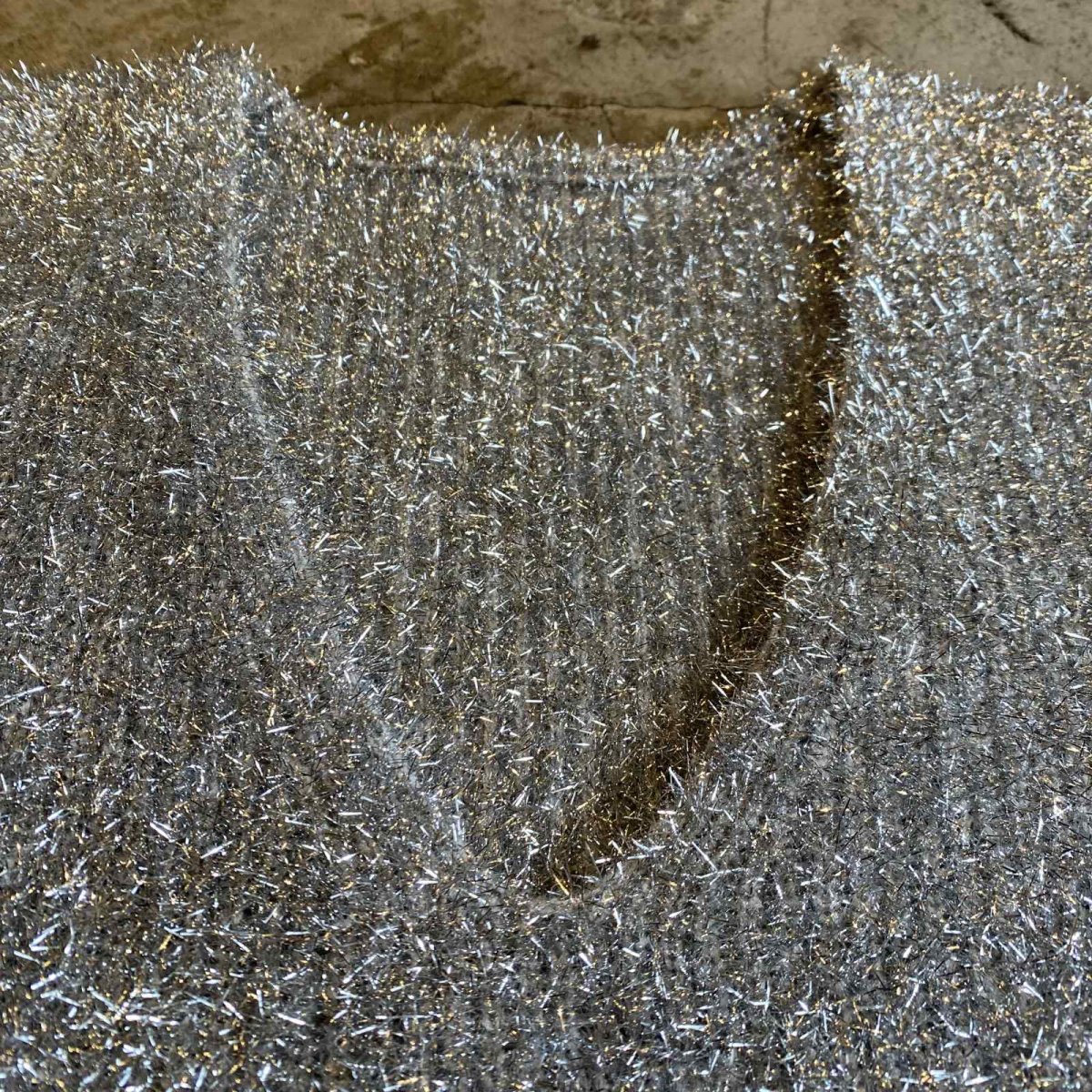 画像6: METALLIC SILVER COLOR SHAGGY DESIGN VEST / Ladies M (6)