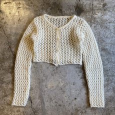 画像1: MESH DESIGN KNIT SHORT CARDIGAN / Ladies M (1)