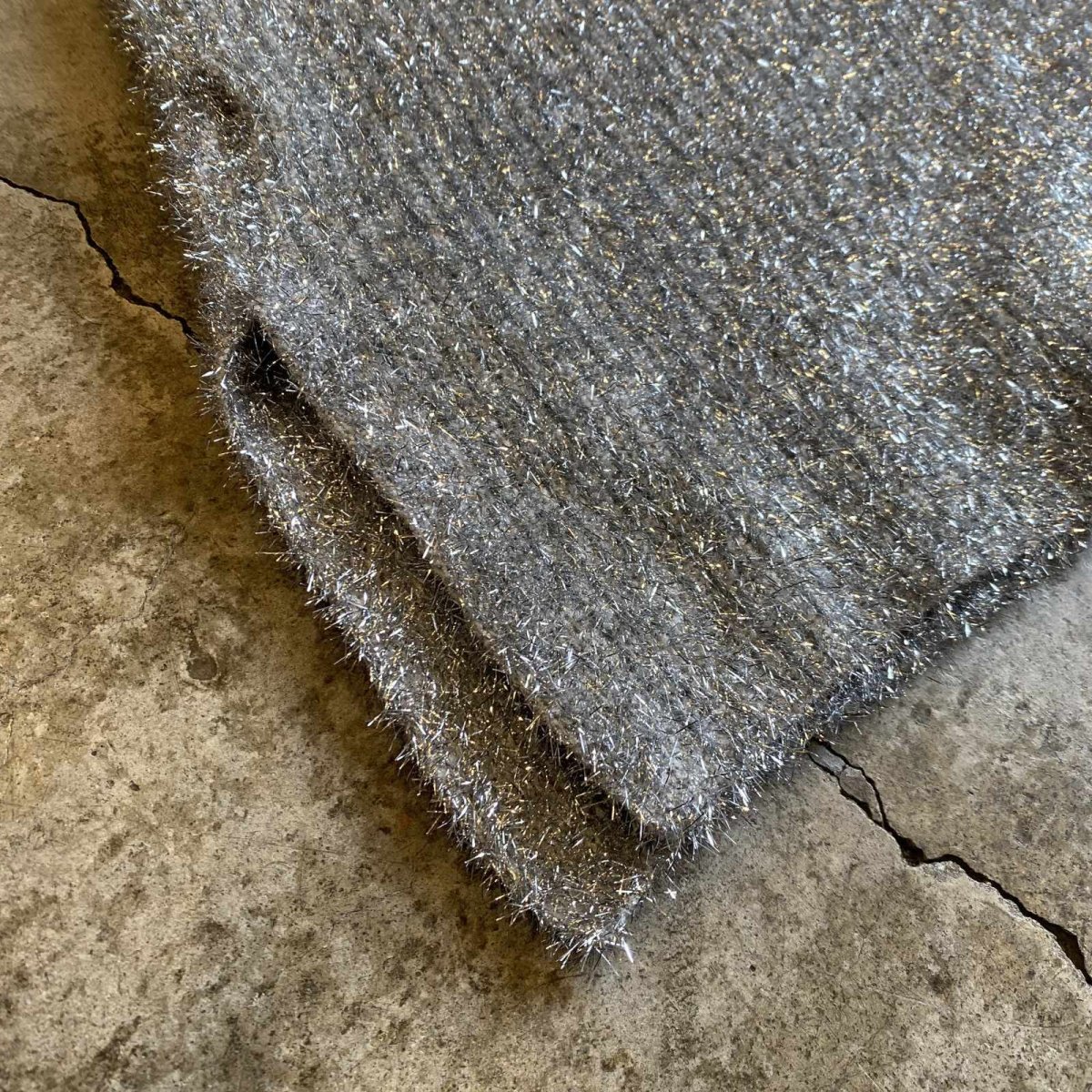 画像9: METALLIC SILVER COLOR SHAGGY DESIGN VEST / Ladies M (9)