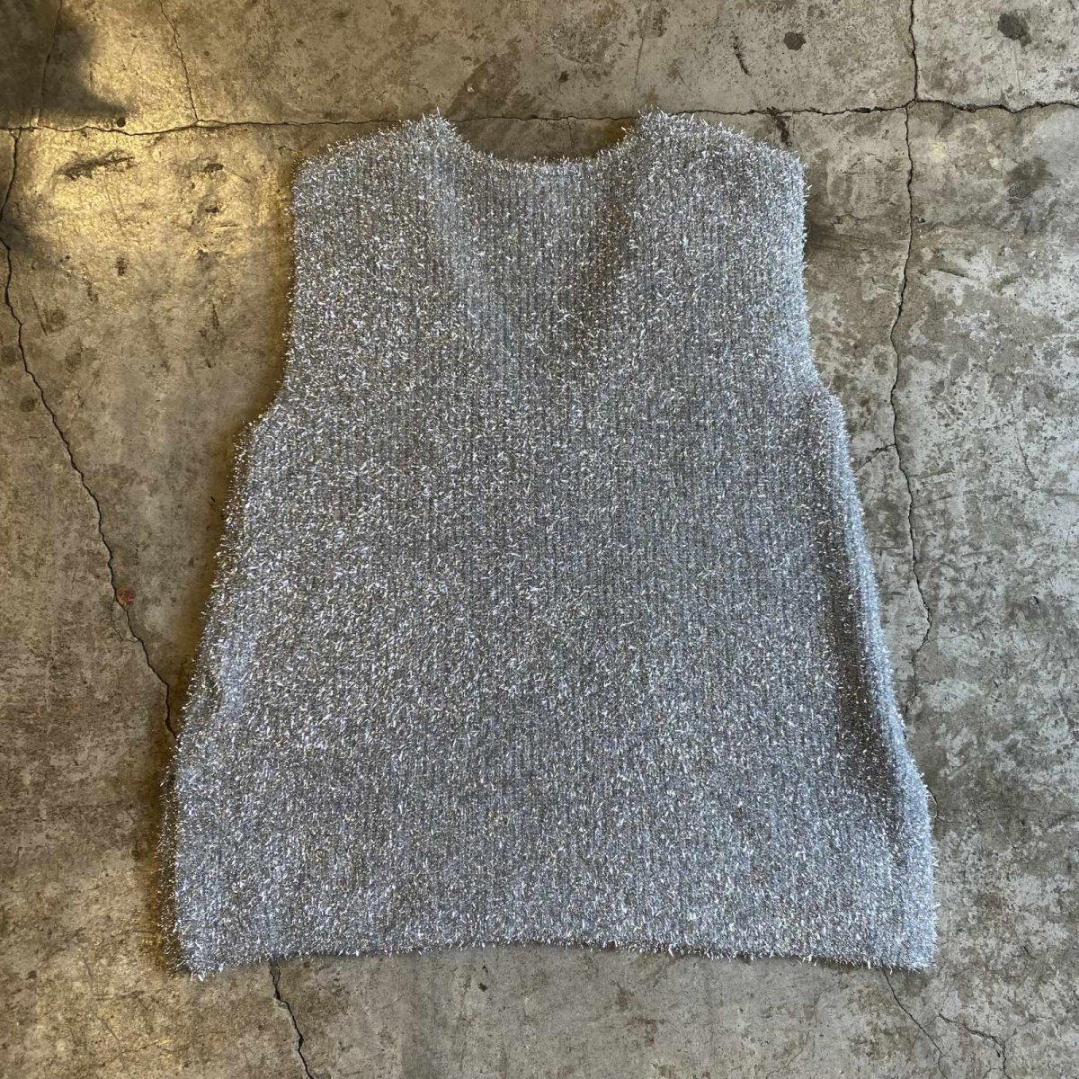 画像2: METALLIC SILVER COLOR SHAGGY DESIGN VEST / Ladies M (2)
