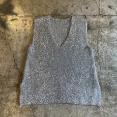 画像1: METALLIC SILVER COLOR SHAGGY DESIGN VEST / Ladies M (1)