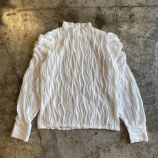 画像1: PUFF SLEEVE EMBOSS DESIGN L/S TOPS /  Ladies M (1)