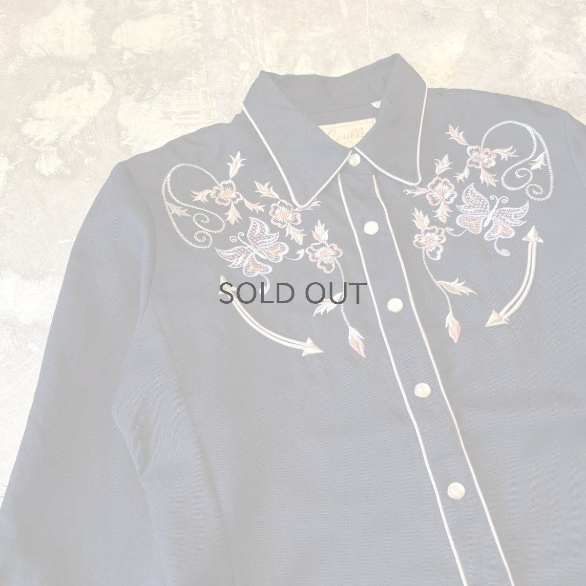 画像3: 90's BUTTERFLY EMBROIDERY YOKE WESTERN L/S SHIRT / Mens S (3)