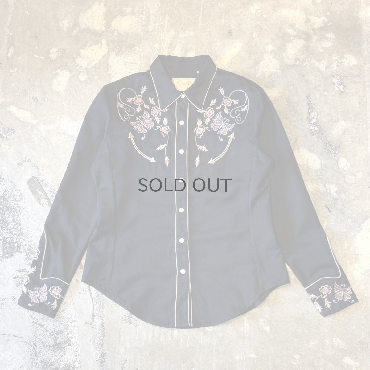 画像1: 90's BUTTERFLY EMBROIDERY YOKE WESTERN L/S SHIRT / Mens S (1)