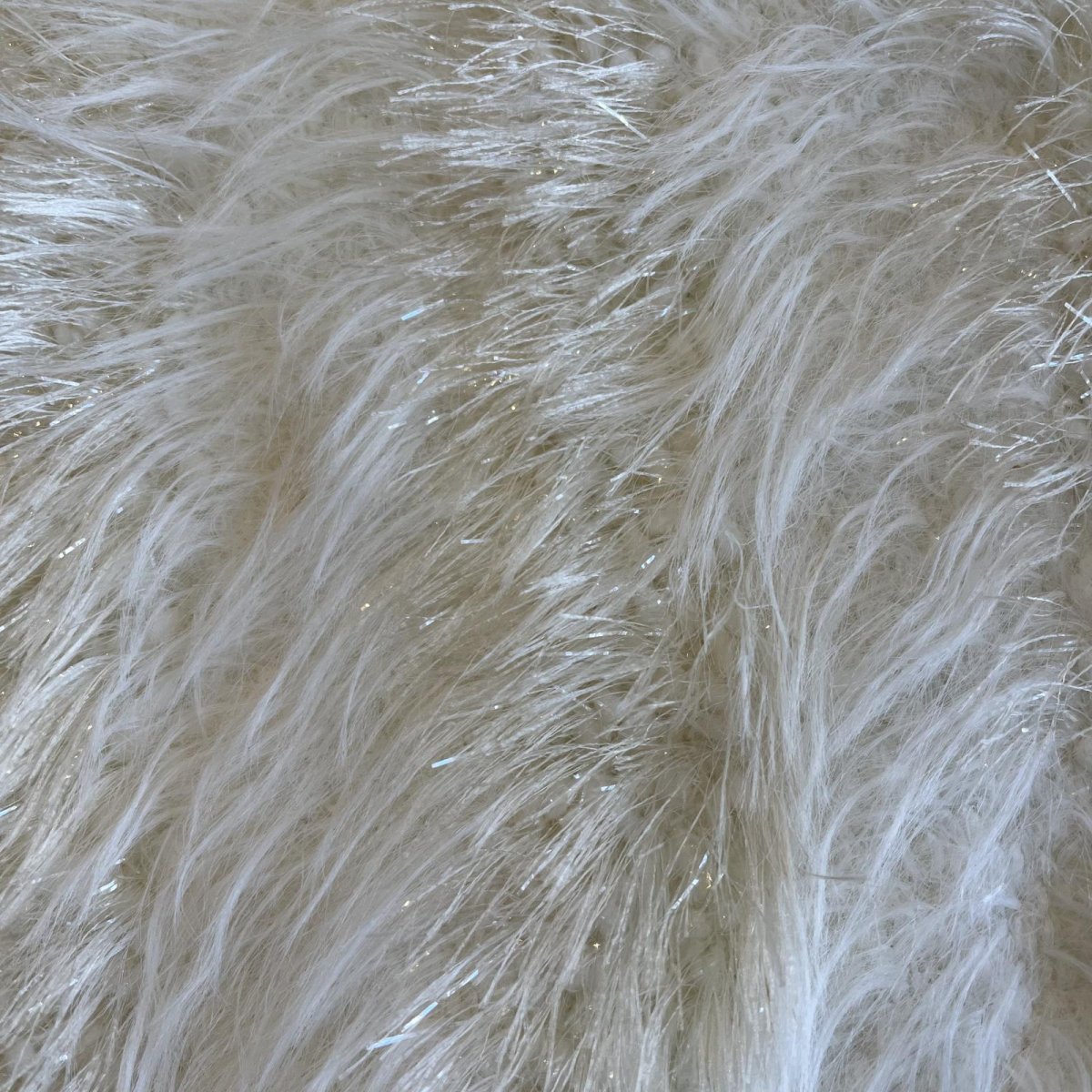 画像11: WHITE COLOR GLITTER MIX LONG SHAGGY DESIGN L/S KNIT TOPS / Ladies M (11)