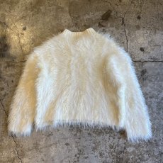 画像2: WHITE COLOR GLITTER MIX LONG SHAGGY DESIGN L/S KNIT TOPS / Ladies M (2)