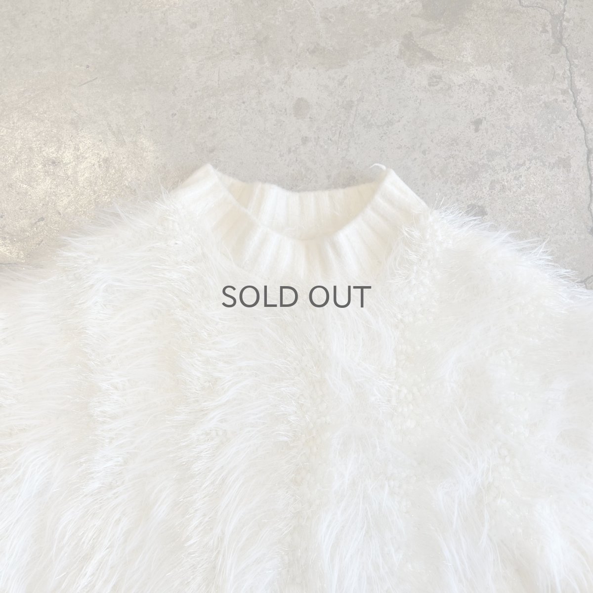 画像8: WHITE COLOR GLITTER MIX LONG SHAGGY DESIGN L/S KNIT TOPS / Ladies M (8)