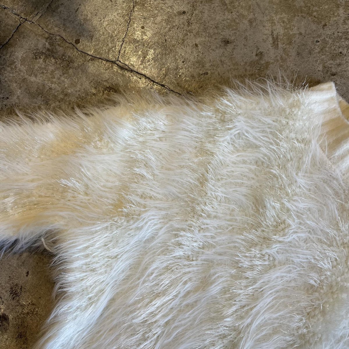 画像10: WHITE COLOR GLITTER MIX LONG SHAGGY DESIGN L/S KNIT TOPS / Ladies M (10)