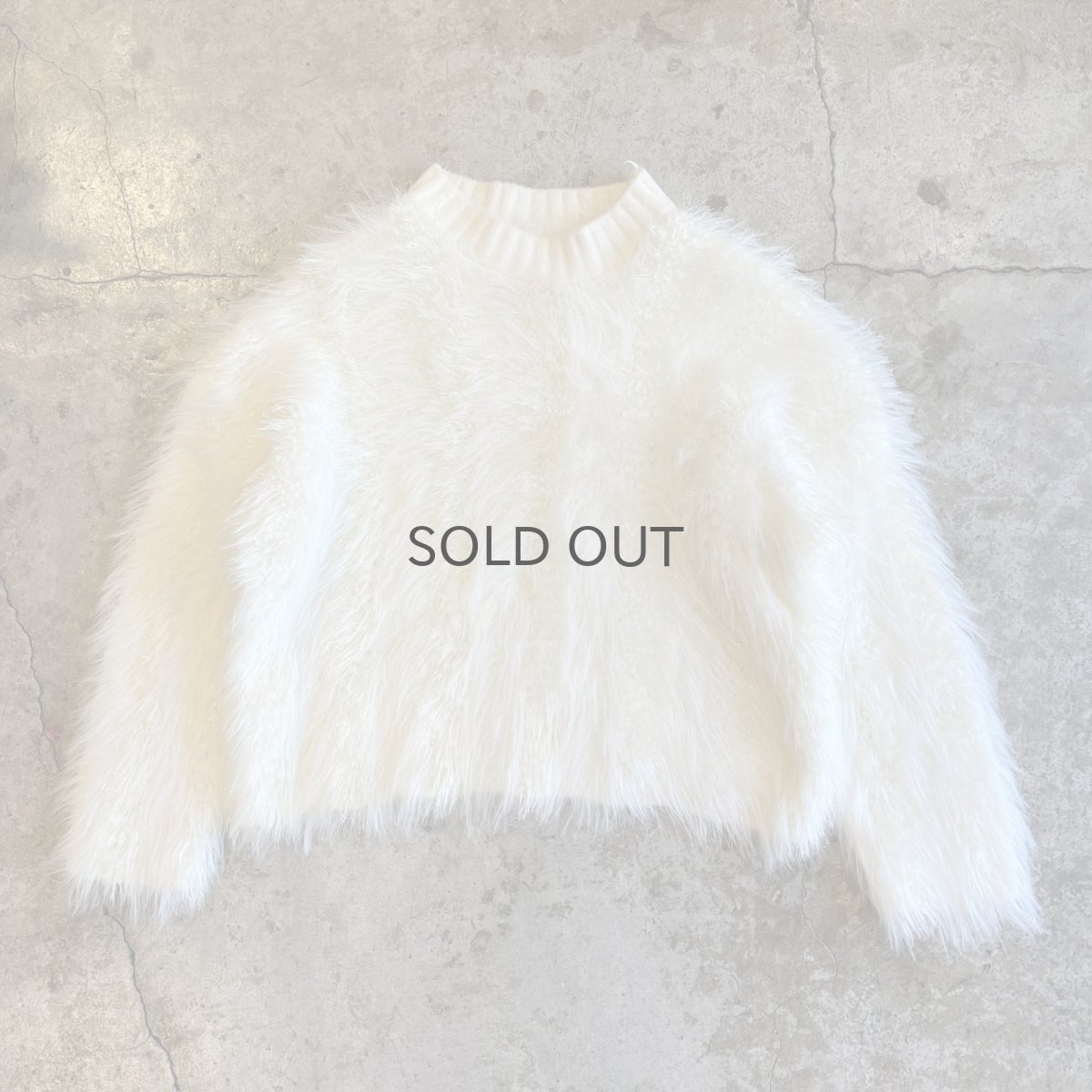 画像1: WHITE COLOR GLITTER MIX LONG SHAGGY DESIGN L/S KNIT TOPS / Ladies M (1)