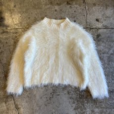 画像1: WHITE COLOR GLITTER MIX LONG SHAGGY DESIGN L/S KNIT TOPS / Ladies M (1)