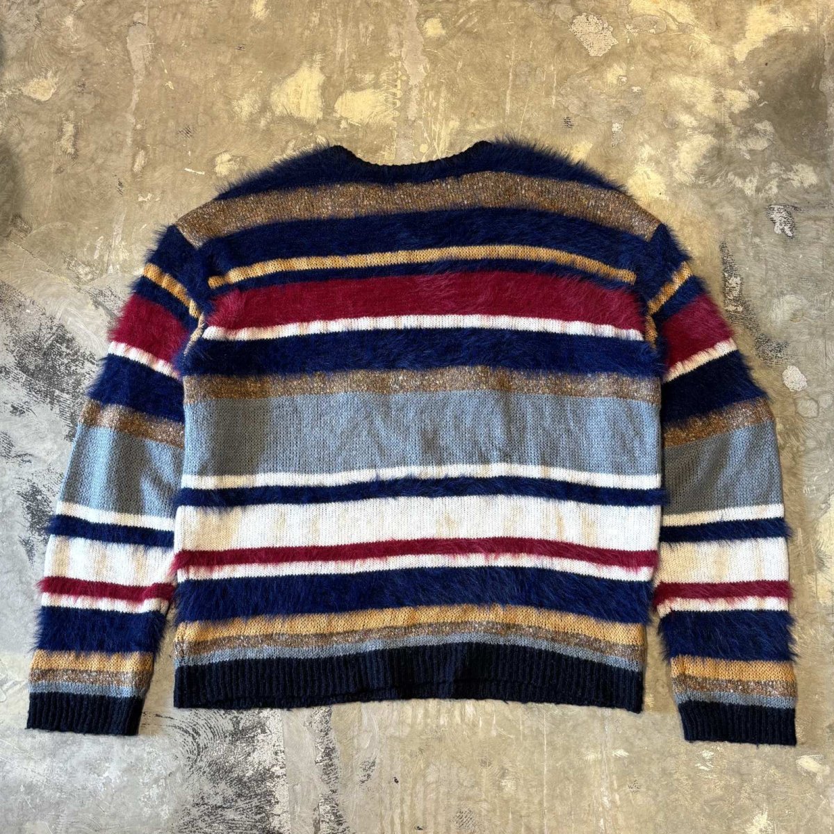 画像2: SHAGGY×WOOL SWITCHED BORDER PATTERN KNIT SWEATER / Mens XL (2)