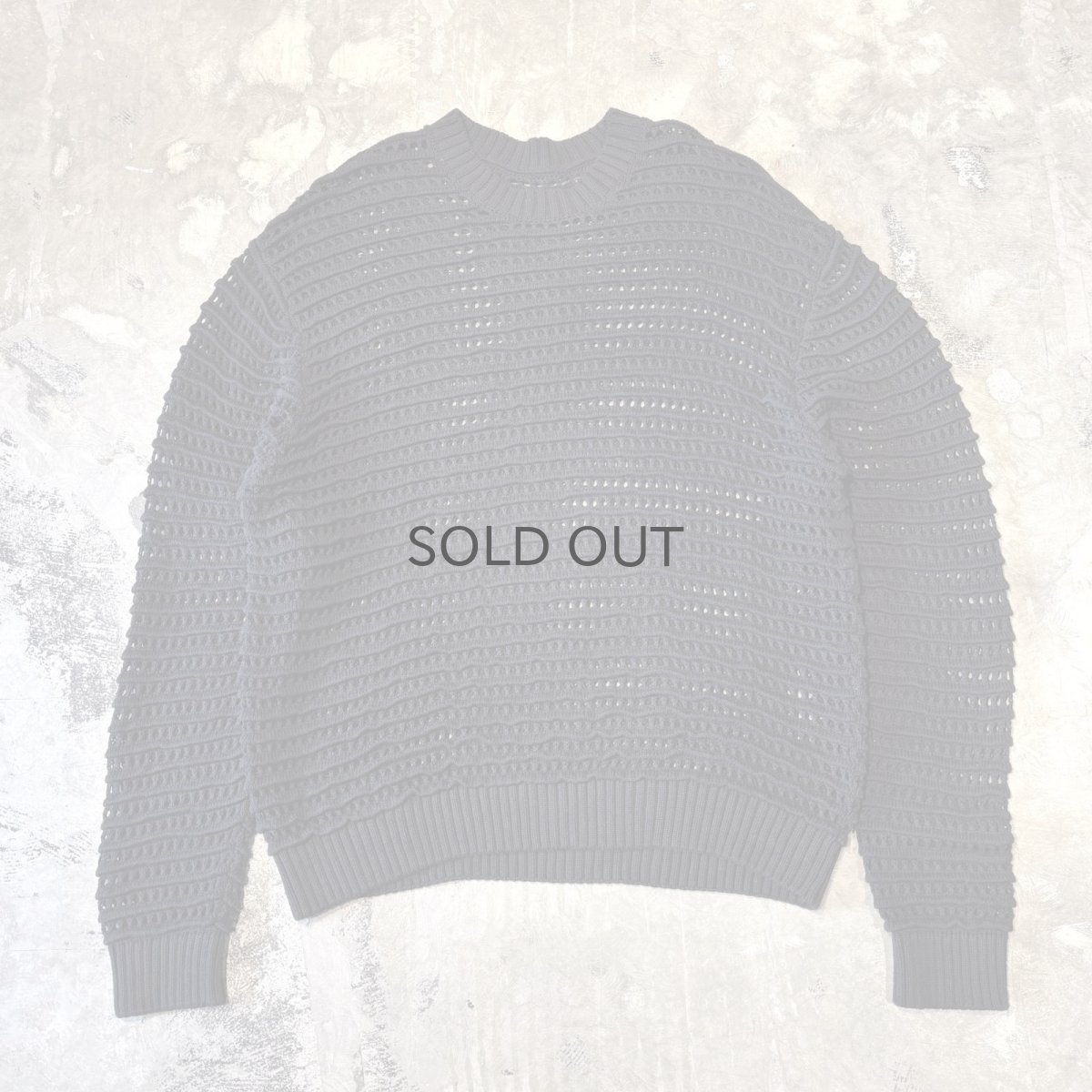 画像1: BLACK COLOR ALL OVER 3D MESH KNIT SWEATER / Mens XL (1)