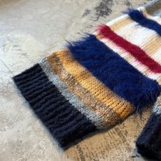 画像7: SHAGGY×WOOL SWITCHED BORDER PATTERN KNIT SWEATER / Mens XL (7)