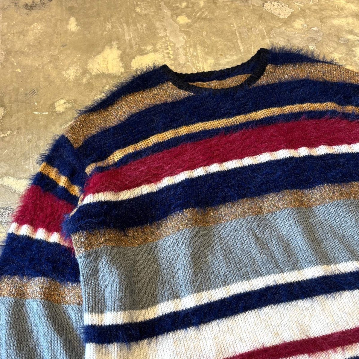 画像3: SHAGGY×WOOL SWITCHED BORDER PATTERN KNIT SWEATER / Mens XL (3)