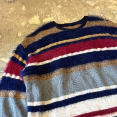 画像3: SHAGGY×WOOL SWITCHED BORDER PATTERN KNIT SWEATER / Mens XL (3)