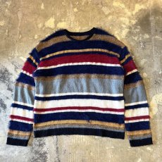 画像1: SHAGGY×WOOL SWITCHED BORDER PATTERN KNIT SWEATER / Mens XL (1)