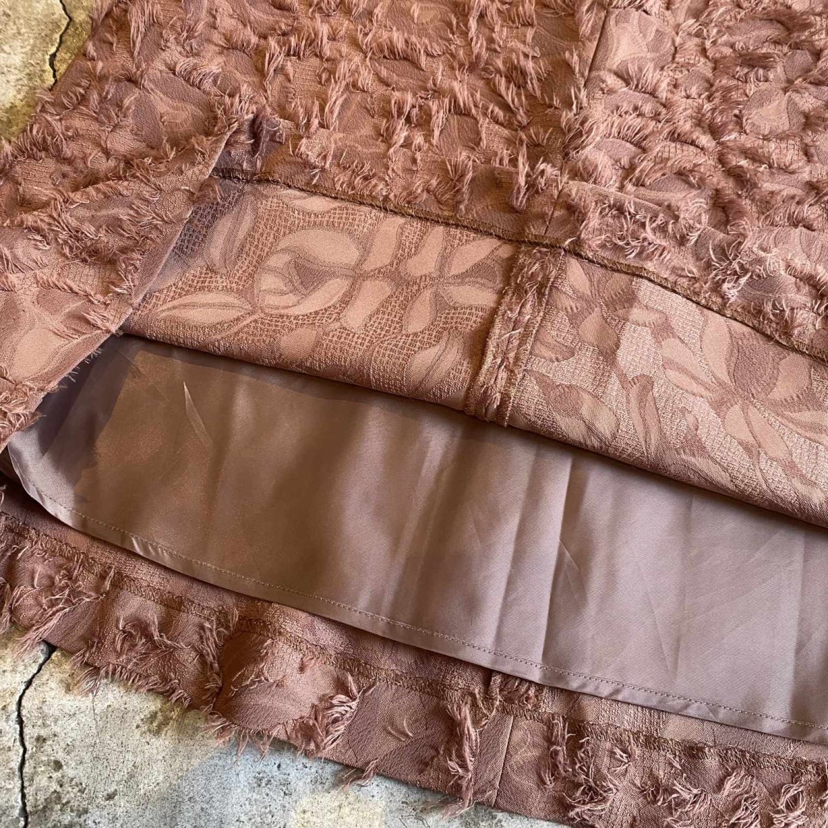 画像6: BROWN COLOR SHAGGY ALL OVER PATTERN DESIGN SKIRT / W29 (6)