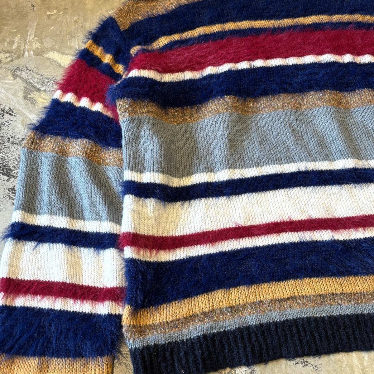 画像5: SHAGGY×WOOL SWITCHED BORDER PATTERN KNIT SWEATER / Mens XL (5)