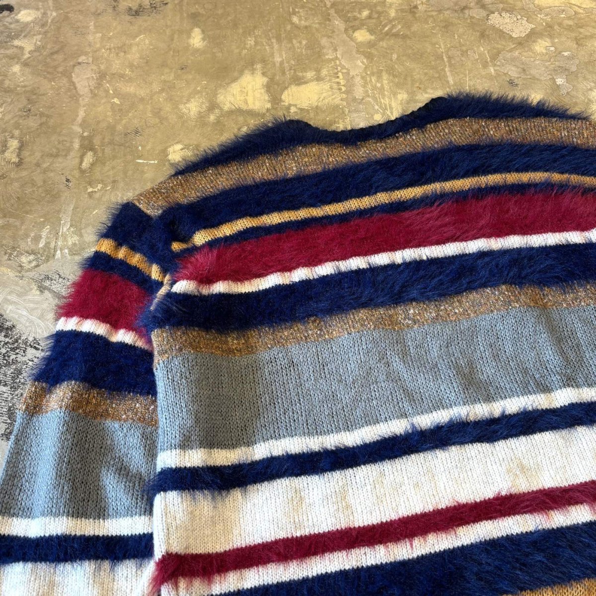画像9: SHAGGY×WOOL SWITCHED BORDER PATTERN KNIT SWEATER / Mens XL (9)