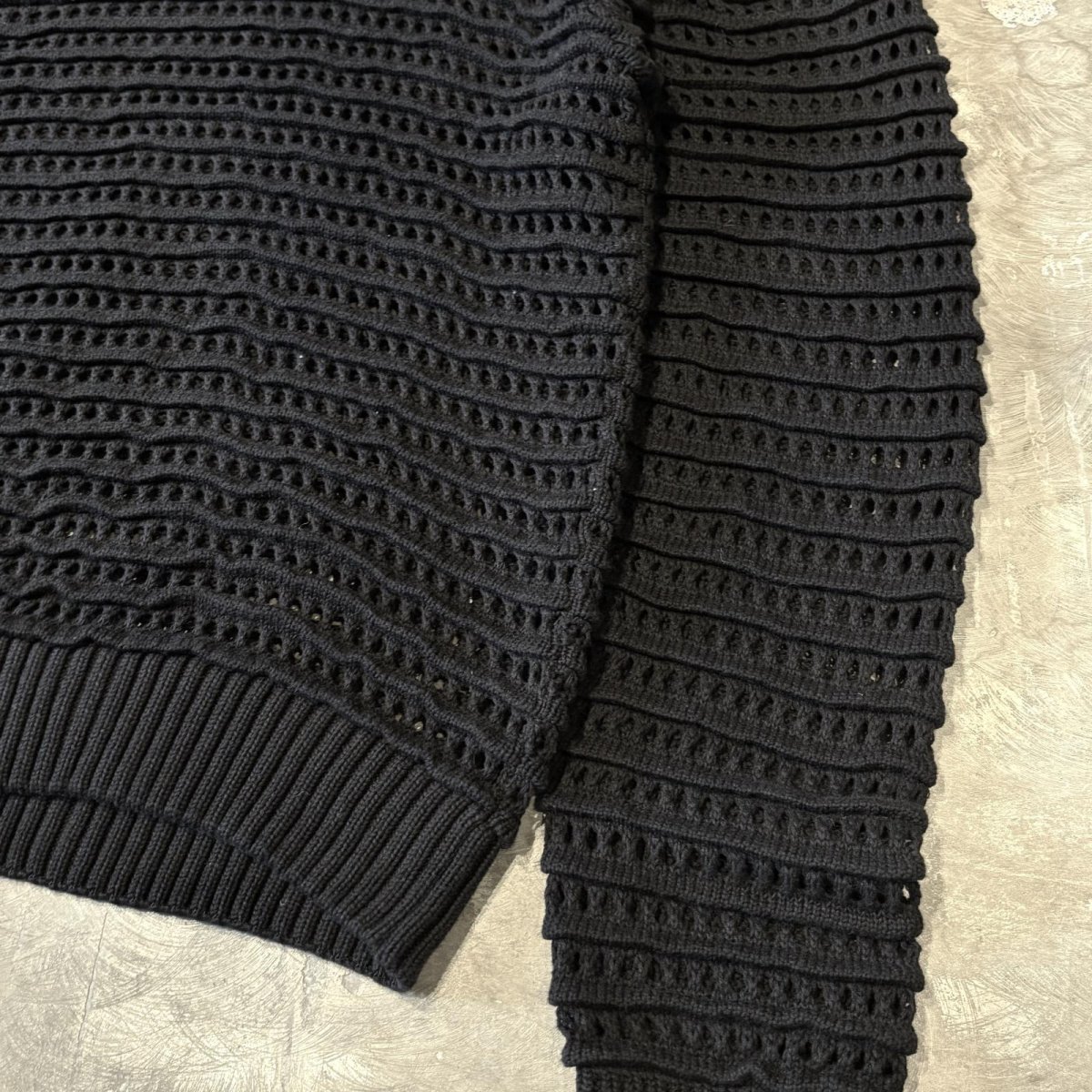 画像6: BLACK COLOR ALL OVER 3D MESH KNIT SWEATER / Mens XL (6)