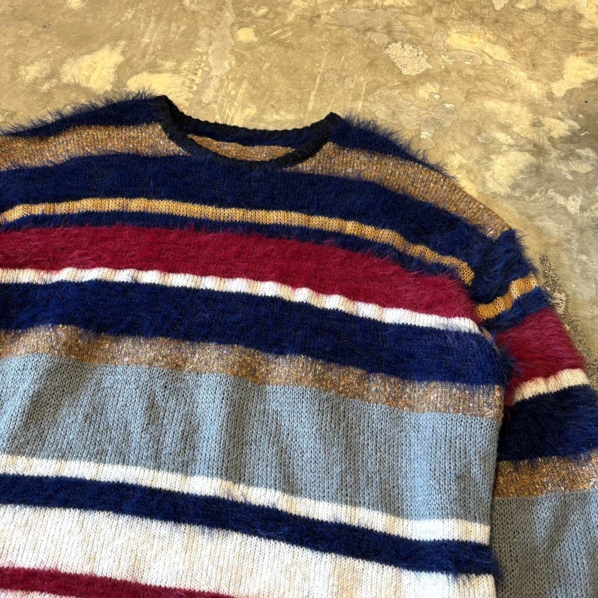 画像4: SHAGGY×WOOL SWITCHED BORDER PATTERN KNIT SWEATER / Mens XL (4)