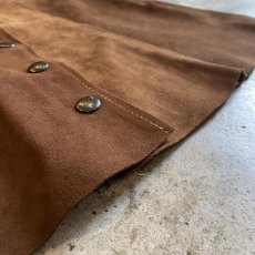 画像11: COLOR BLOCK SUEDE LEATHER FRONT BUTTON MINI SKIRT / W26 (11)