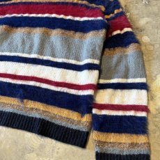 画像6: SHAGGY×WOOL SWITCHED BORDER PATTERN KNIT SWEATER / Mens XL (6)