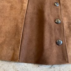 画像4: COLOR BLOCK SUEDE LEATHER FRONT BUTTON MINI SKIRT / W26 (4)