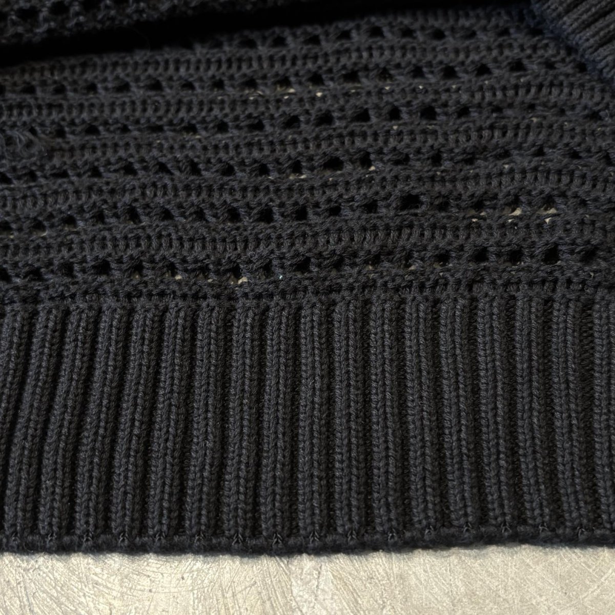 画像8: BLACK COLOR ALL OVER 3D MESH KNIT SWEATER / Mens XL (8)