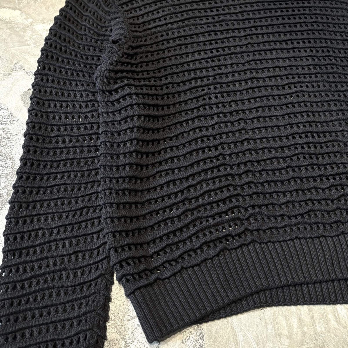 画像5: BLACK COLOR ALL OVER 3D MESH KNIT SWEATER / Mens XL (5)