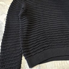 画像5: BLACK COLOR ALL OVER 3D MESH KNIT SWEATER / Mens XL (5)