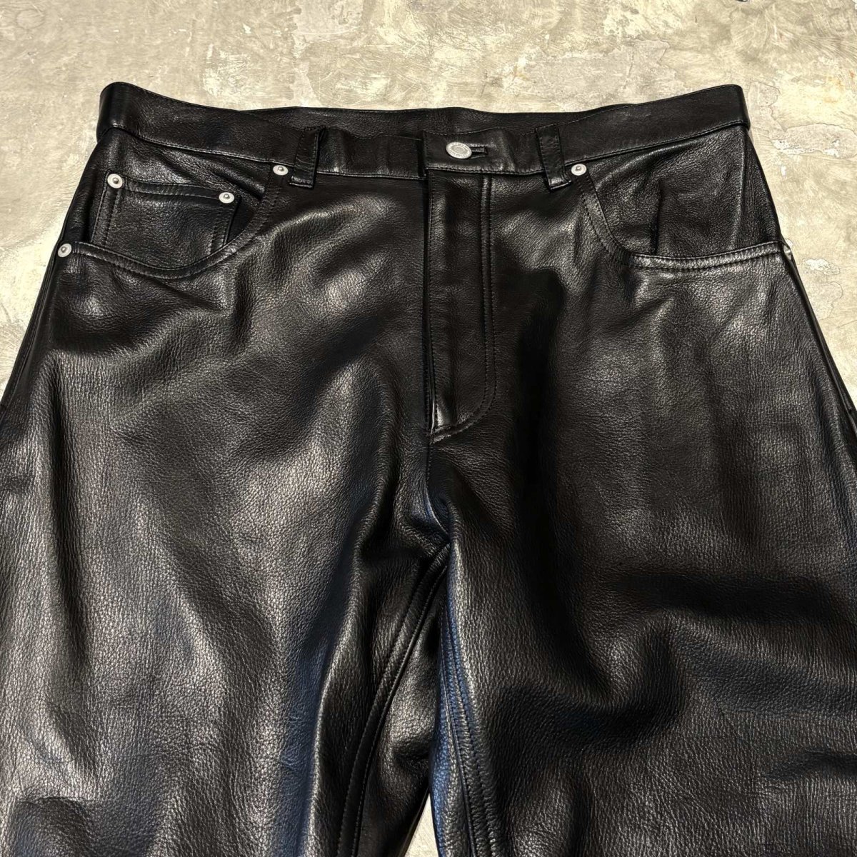 画像10: REAL LEATHER STRAIGHT SILHOUETTE PANTS / W32 (10)