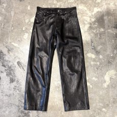 画像1: REAL LEATHER STRAIGHT SILHOUETTE PANTS / W32 (1)