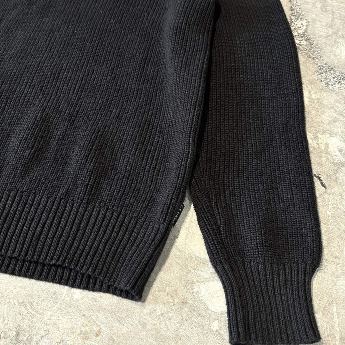 画像6: 【CALVIN KLEIN】BLACK COLOR HALF ZIP KNIT SWEATER / Mens L (6)