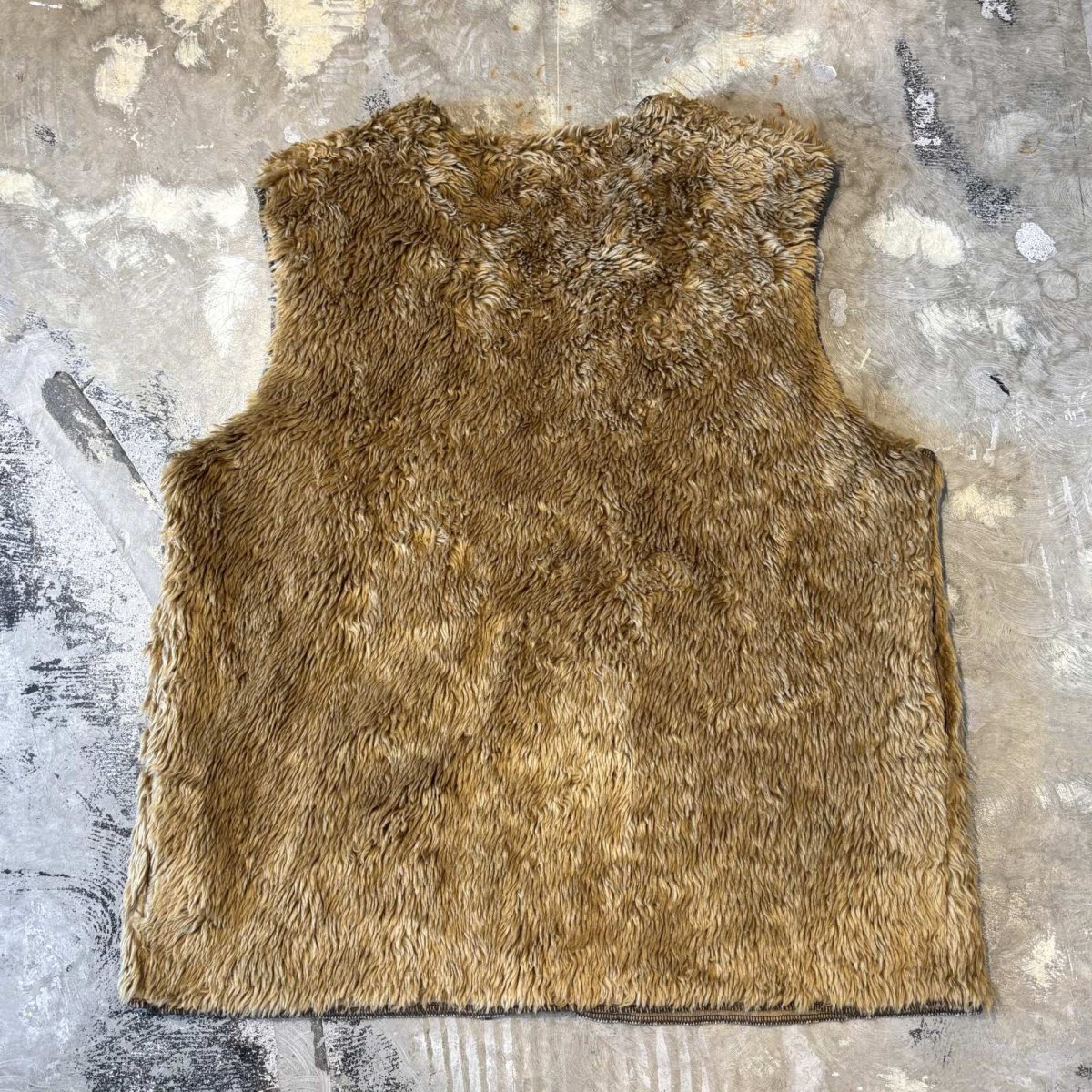 画像2: FRONT OPEN BROWN COLOR BOA VEST / Mens L (2)