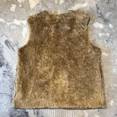 画像2: FRONT OPEN BROWN COLOR BOA VEST / Mens L (2)