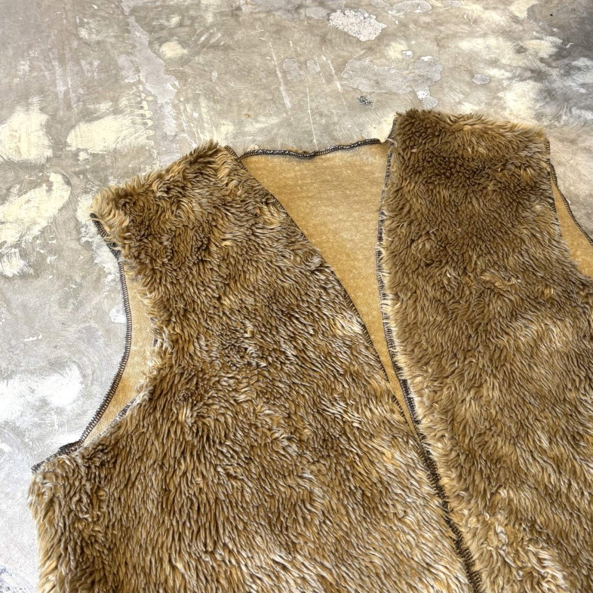 画像3: FRONT OPEN BROWN COLOR BOA VEST / Mens L (3)