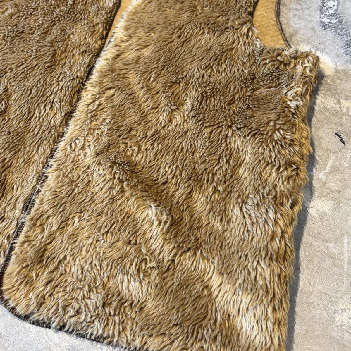 画像6: FRONT OPEN BROWN COLOR BOA VEST / Mens L (6)