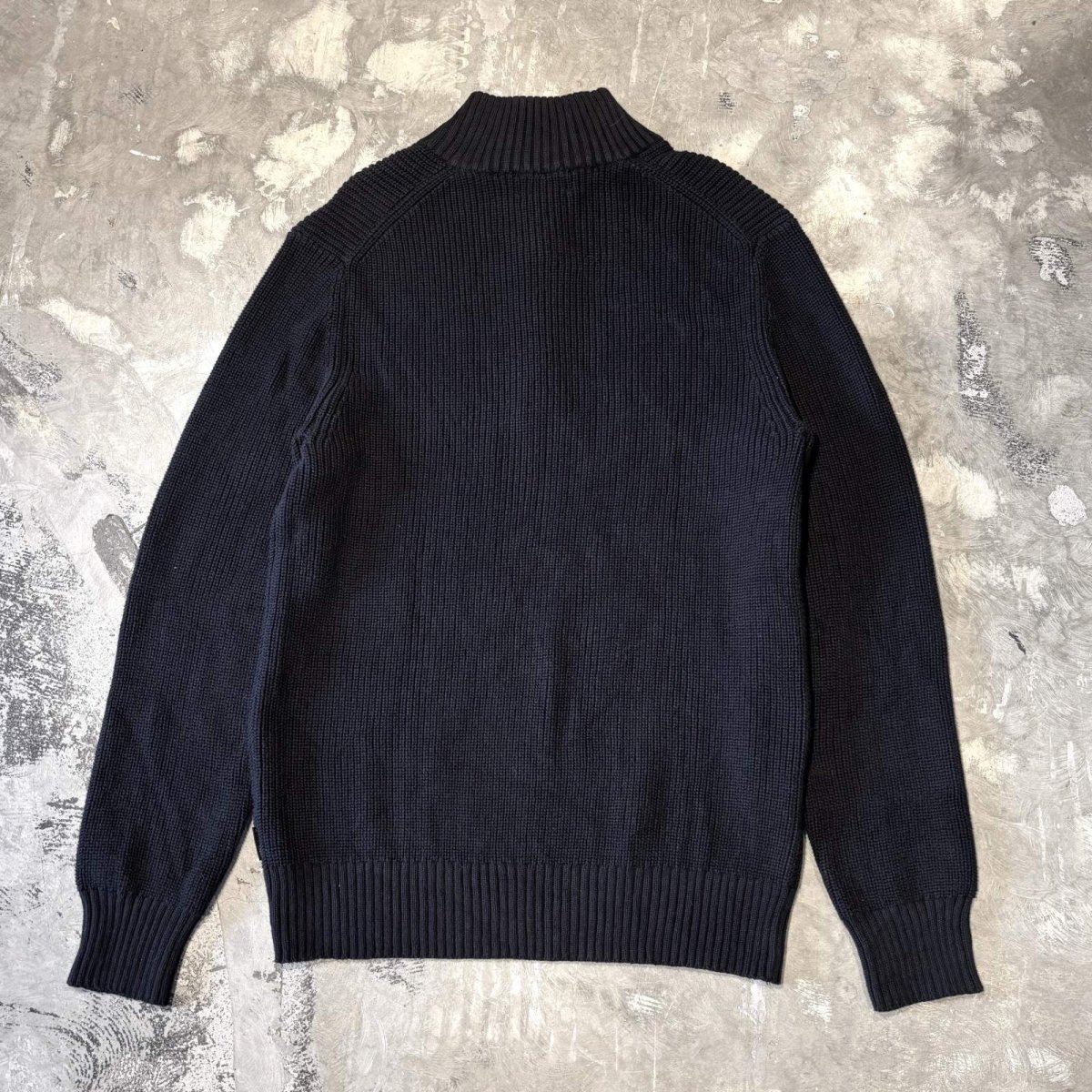 画像2: 【CALVIN KLEIN】BLACK COLOR HALF ZIP KNIT SWEATER / Mens L (2)