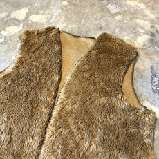 画像4: FRONT OPEN BROWN COLOR BOA VEST / Mens L (4)